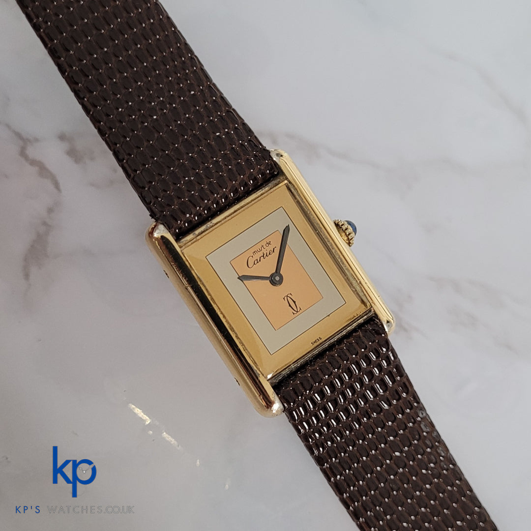 Cartier Tank 23 mm Manual Wind Mecahnical Silver 925 Vermeil Trinity Dial