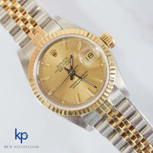 Ladies Rolex Oyster Perpetual Datejust 26mm 18k&SS Two Tone Champagne 69173 1987