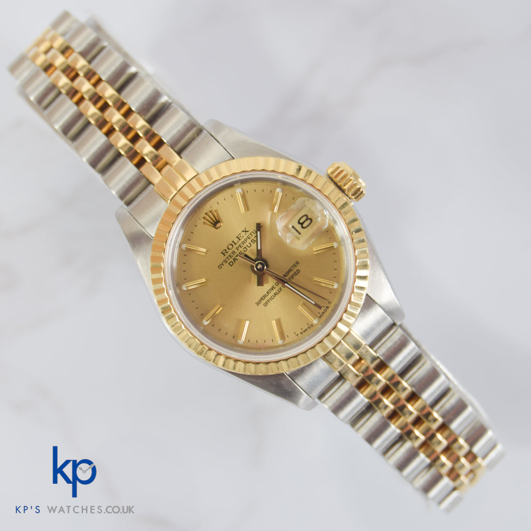 Ladies Rolex Oyster Perpetual Datejust 26mm 18k&SS Two Tone Champagne 69173 1987