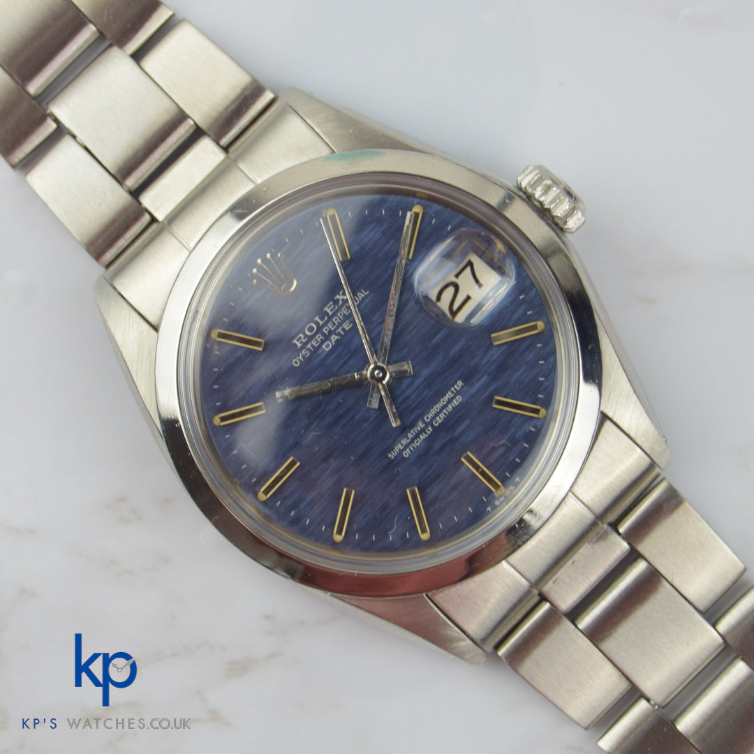 Rolex Oyster Perpetual Date 34 Steel Automatic Vintage Watch 1500 Blue