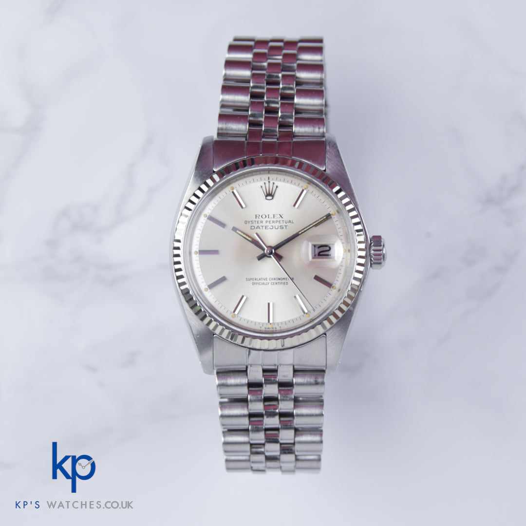 Rolex Datejust 36 mm Steel WG Silver Dial 1601 Vintage Automatic Jubilee Fluted