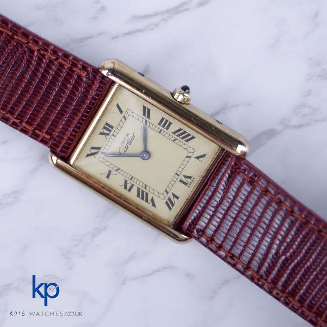 Cartier Must De Cartier Tank 23 mm Unisex Quartz Vermiel Silver Roman 925