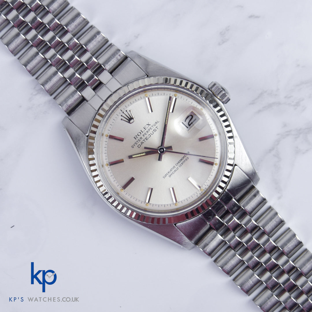 Rolex Datejust 36 mm Steel WG Silver Dial 1601 Vintage Automatic Jubilee Fluted