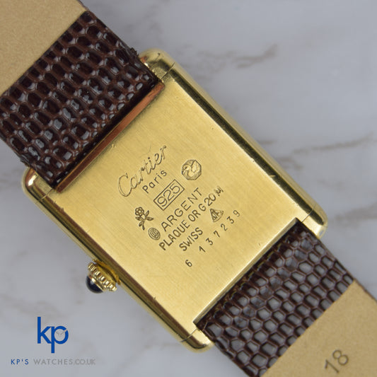 Cartier Tank 23 mm Manual Wind Mecahnical Silver 925 Vermeil Trinity Dial