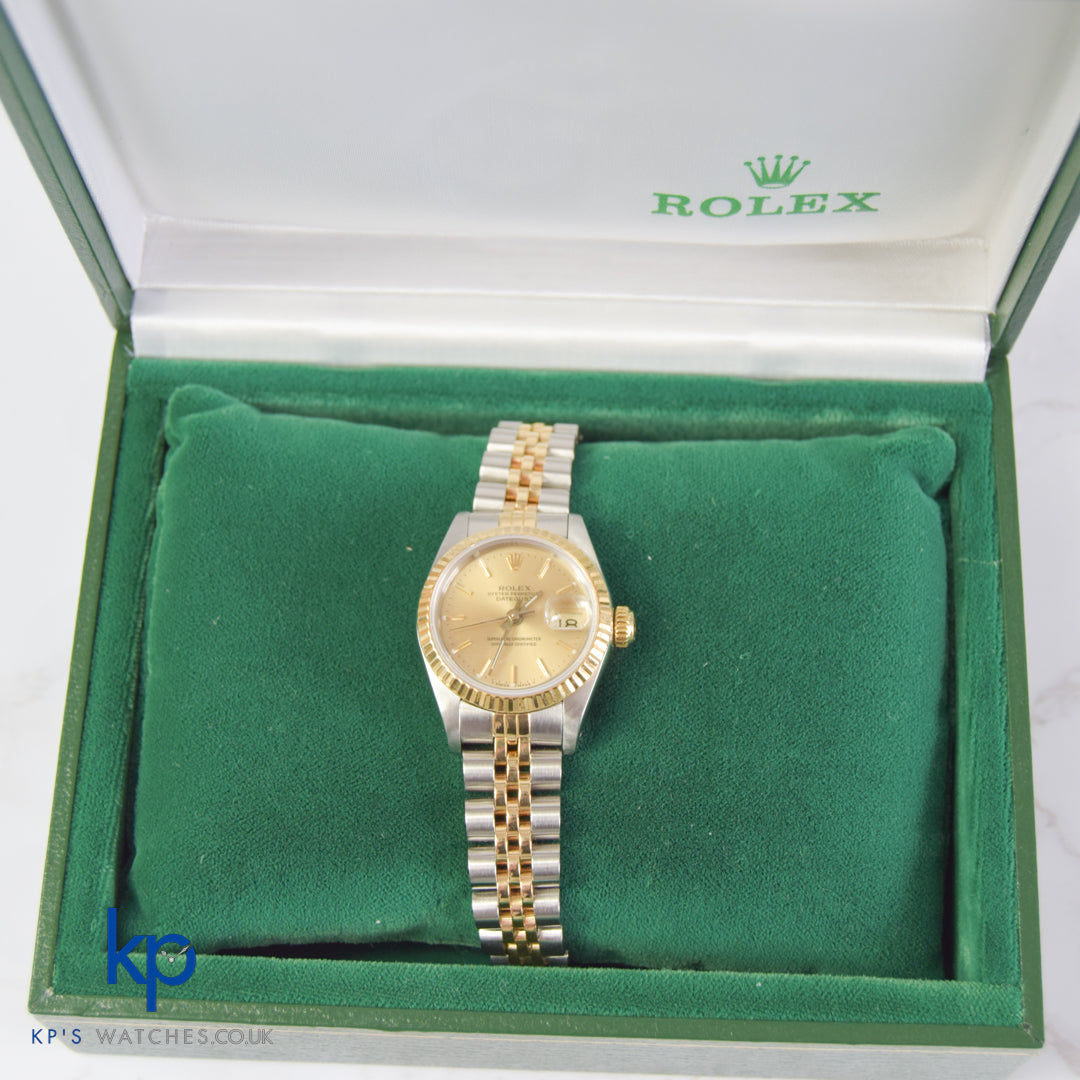 Ladies Rolex Oyster Perpetual Datejust 26mm 18k&SS Two Tone Champagne 69173 1987