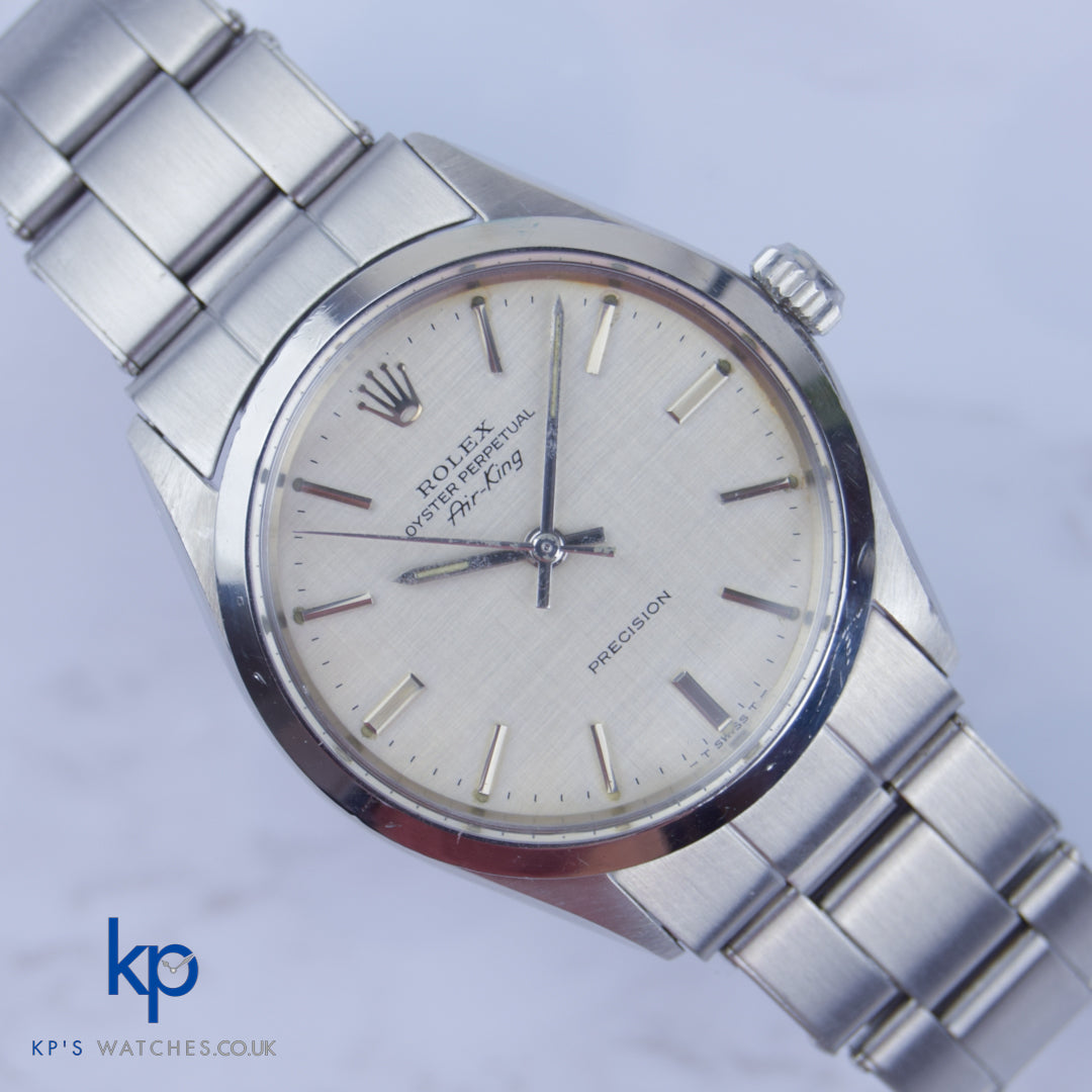Rolex Air King 34 mm Linen Dial SS Silver Dial 5500 Automatic Precision