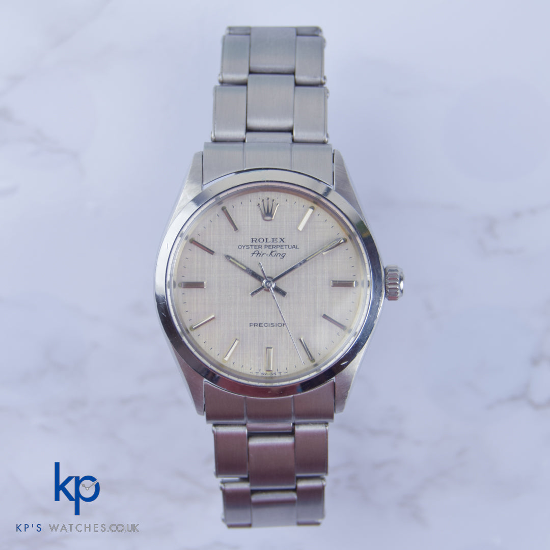 Rolex Air King 34 mm Linen Dial SS Silver Dial 5500 Automatic Precision