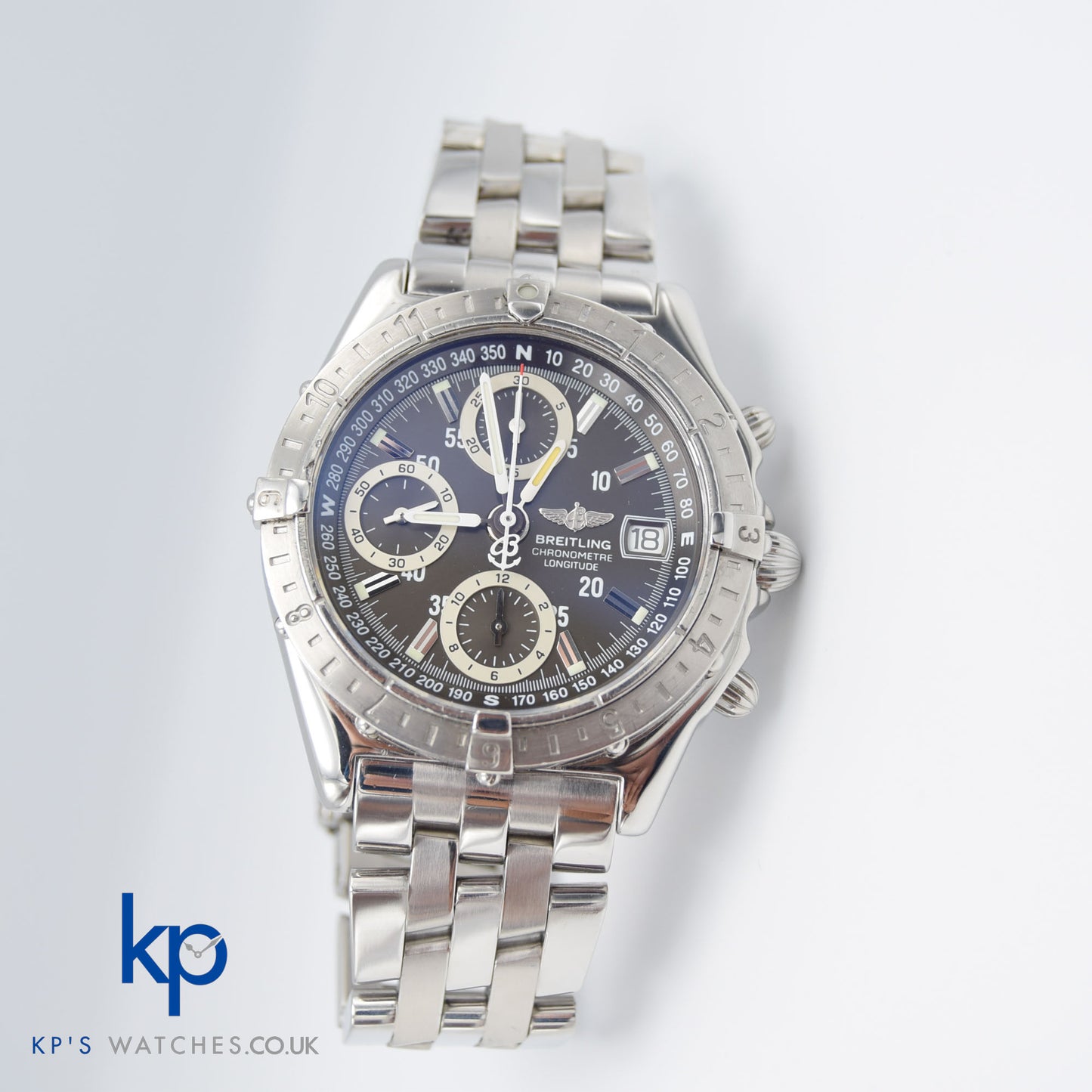 Breitling Chronometer Longitude GMT Full Set Chronograph Box and Papers A20348