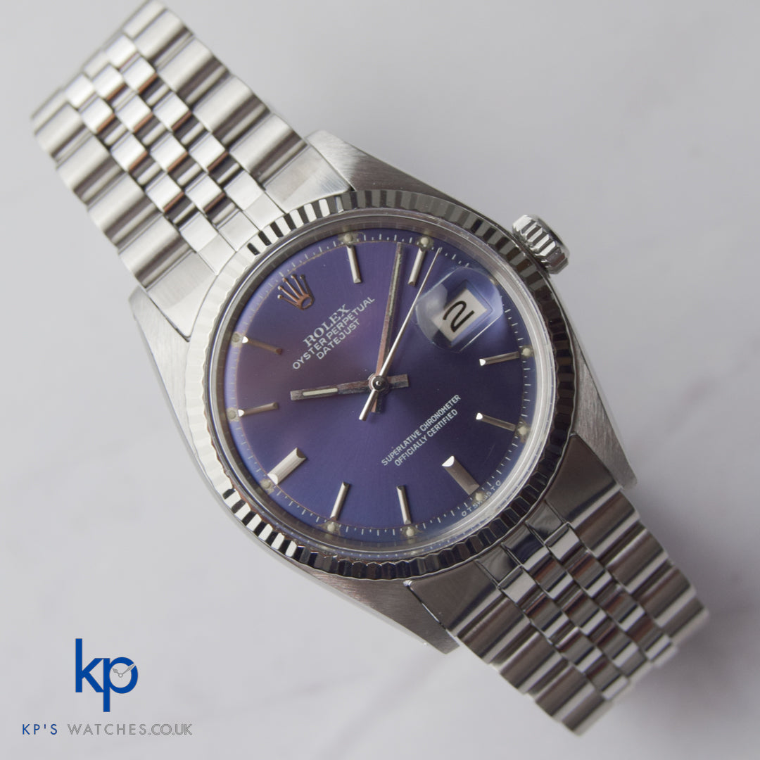 Rolex Datejust 36 mm Mint Steel WG Rare Purple Dial 1601 Vintage Automatic