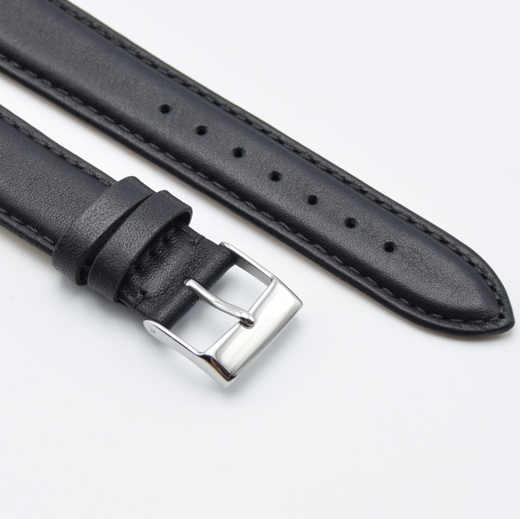 The Brin - 19mm Handstitched Calfskin Leather Dress Strap - Black