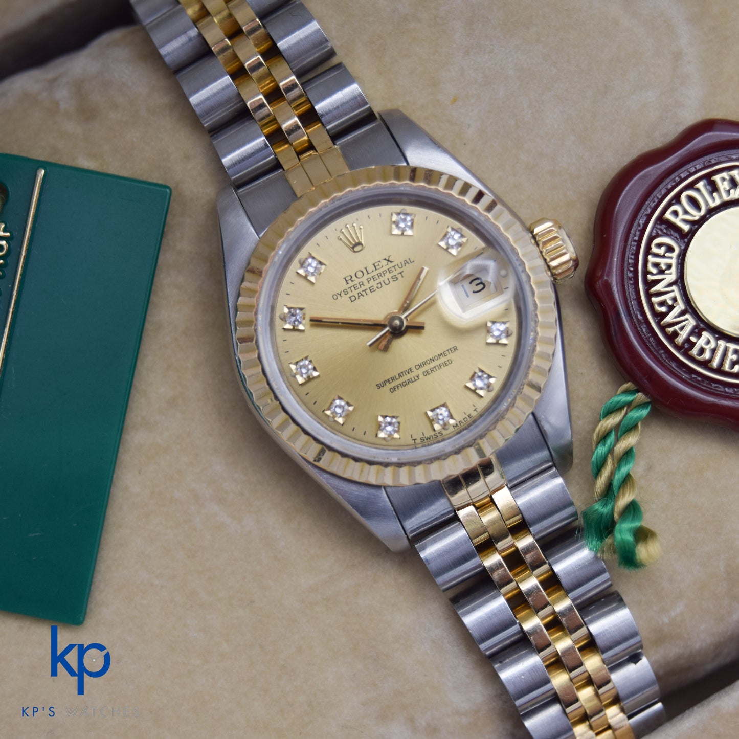 1992 Women's Rolex 69173G Champagne Diamond Dial Wristwatch