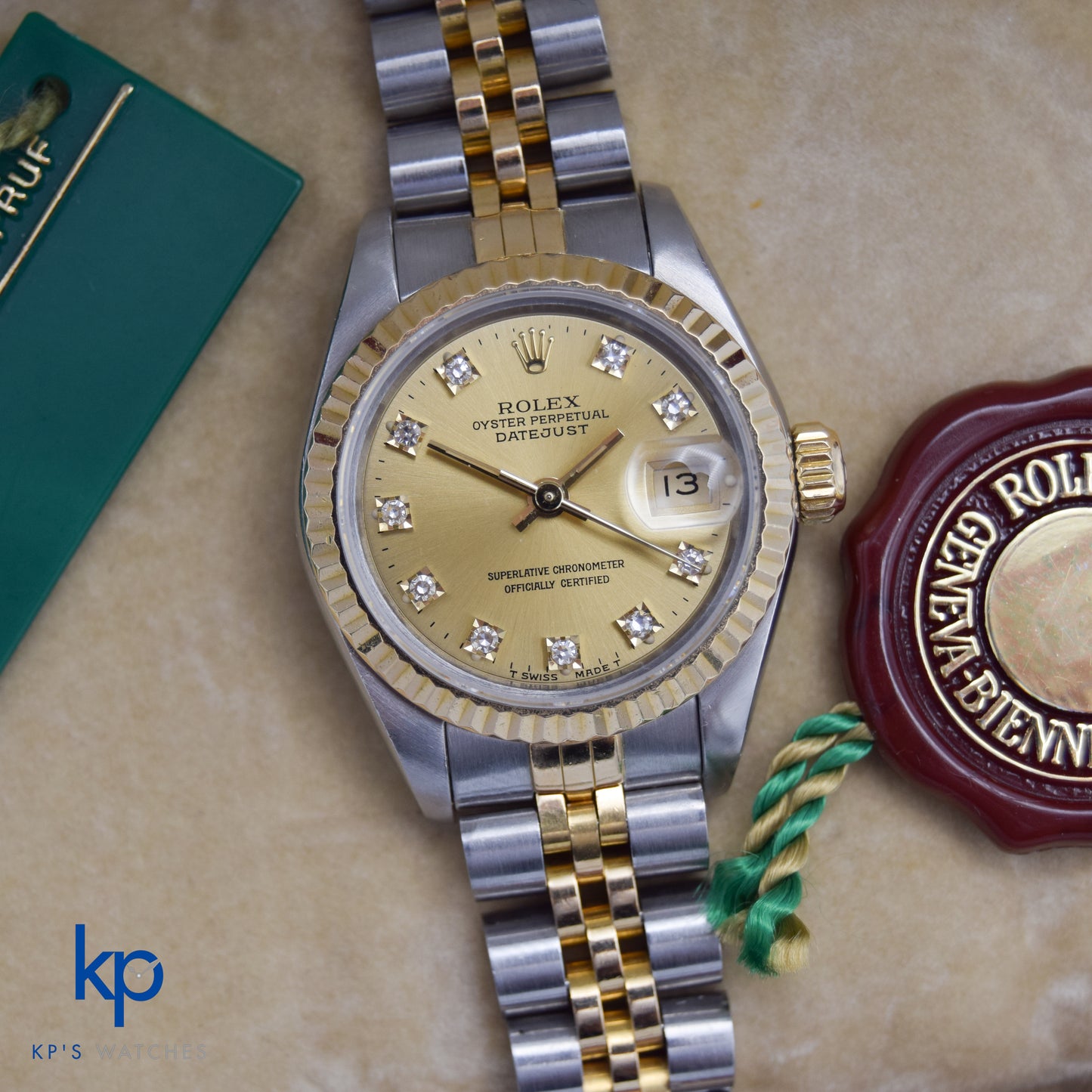 1992 Women's Rolex 69173G Champagne Diamond Dial Wristwatch