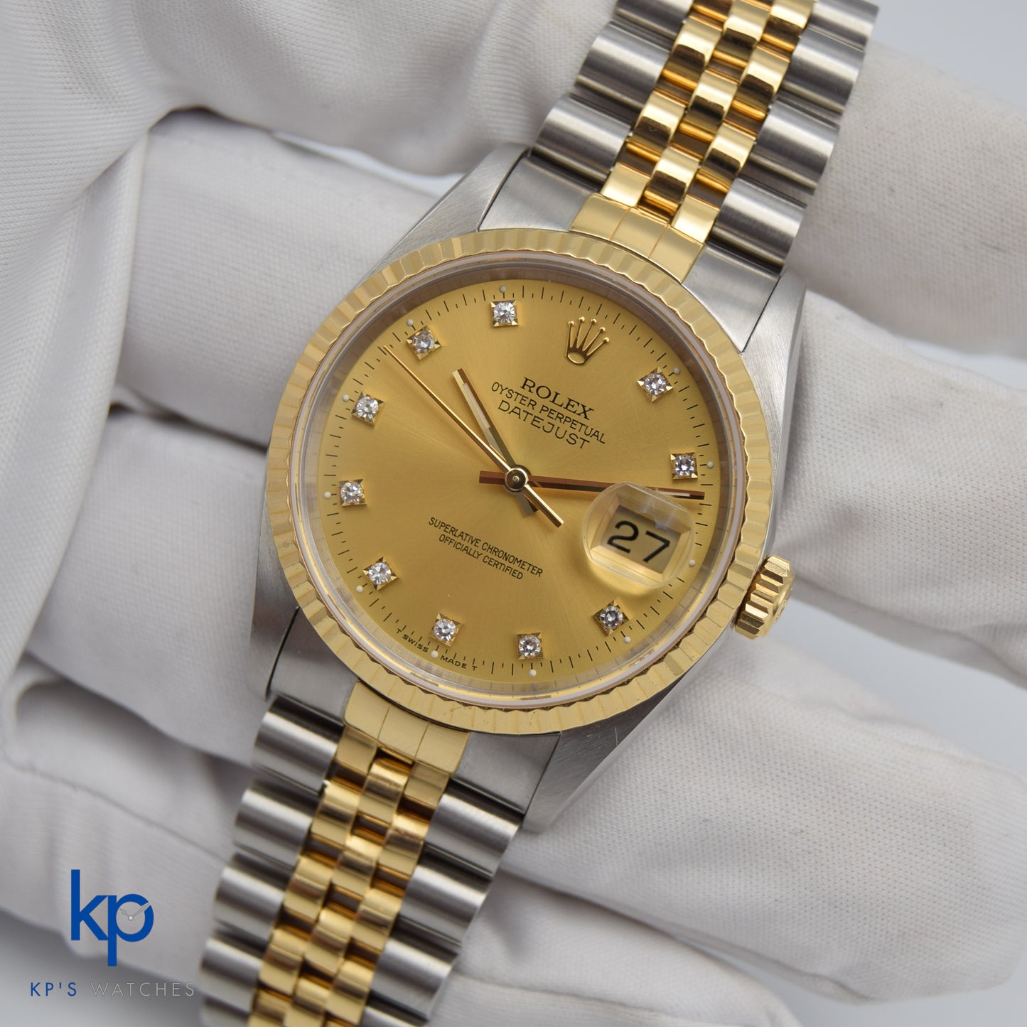 1991 Rolex Oyster Perpetual Datejust 16233 Factory Diamonds Boxed