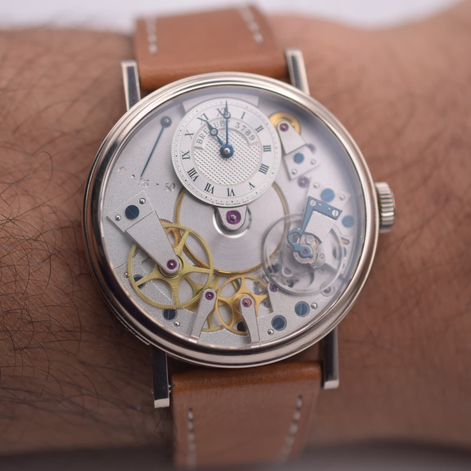 Circa 2006 Breguet Tradition 7027 37 mm 18k White Gold Open-Worked Dial