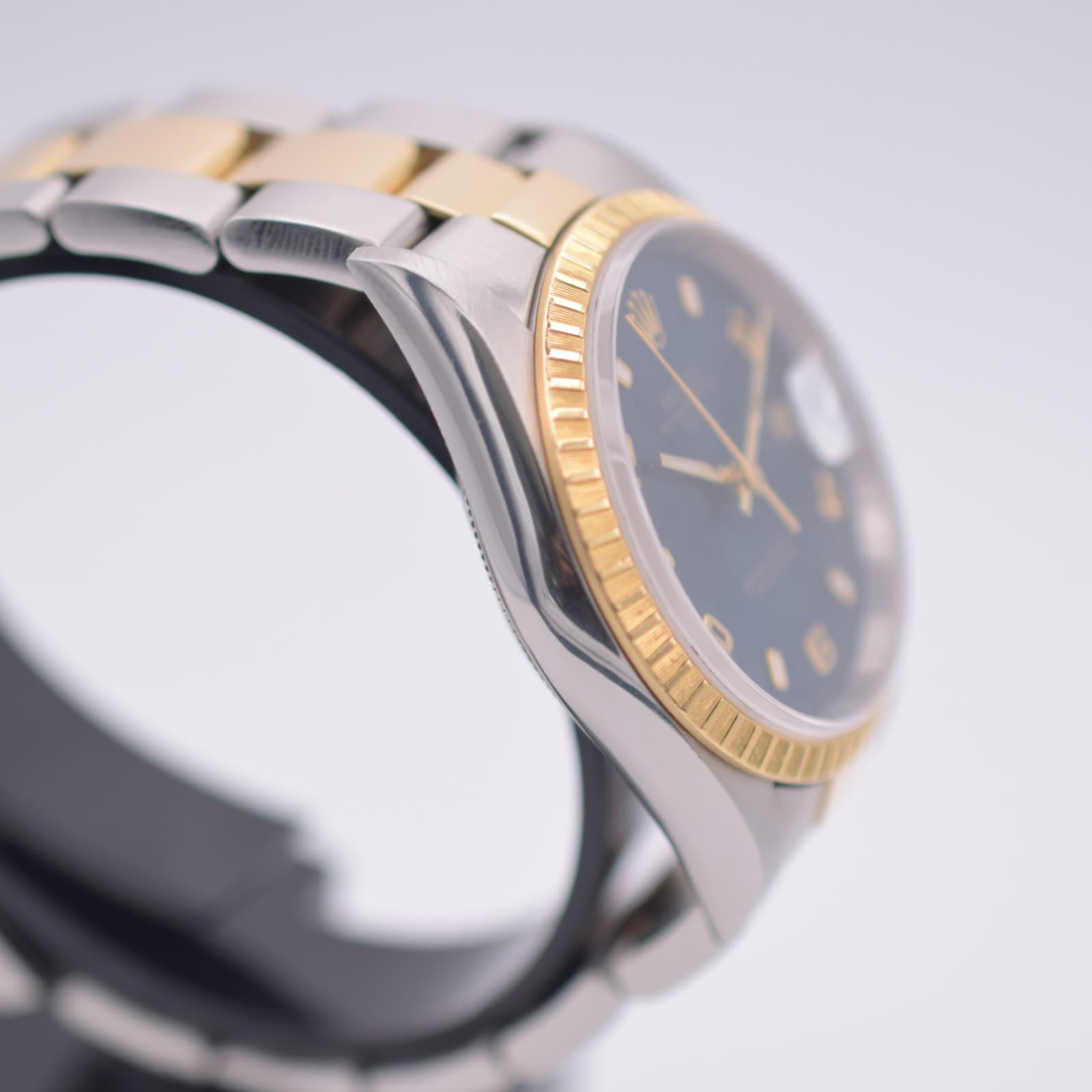 Rolex Date 15233 Blue Arabic Dial Two Tone Steel Gold 34mm Watch 2002