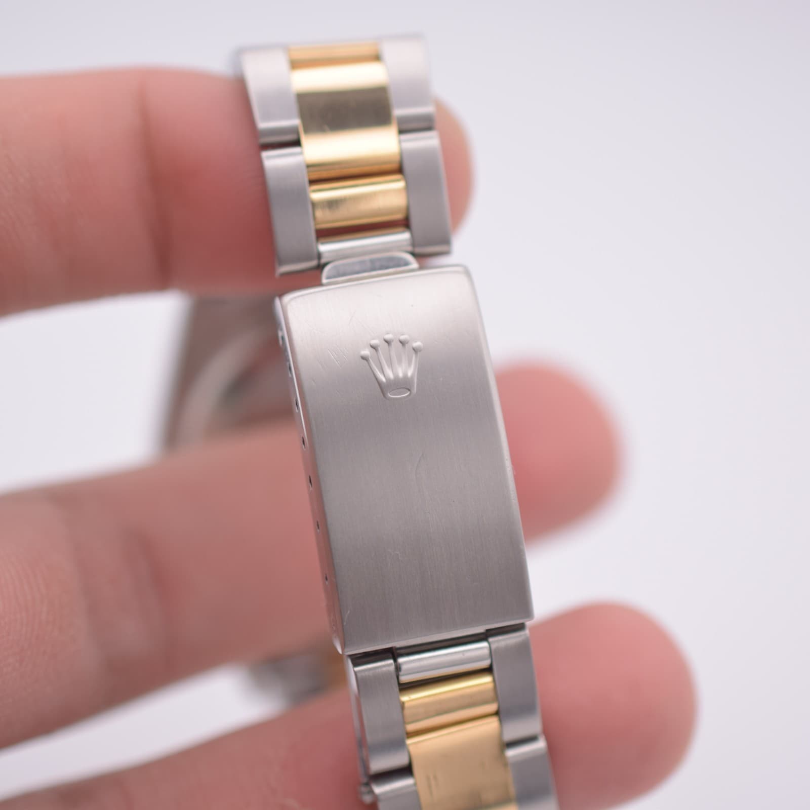 Rolex Date 15233 Blue Arabic Dial Two Tone Steel Gold 34mm Watch 2002