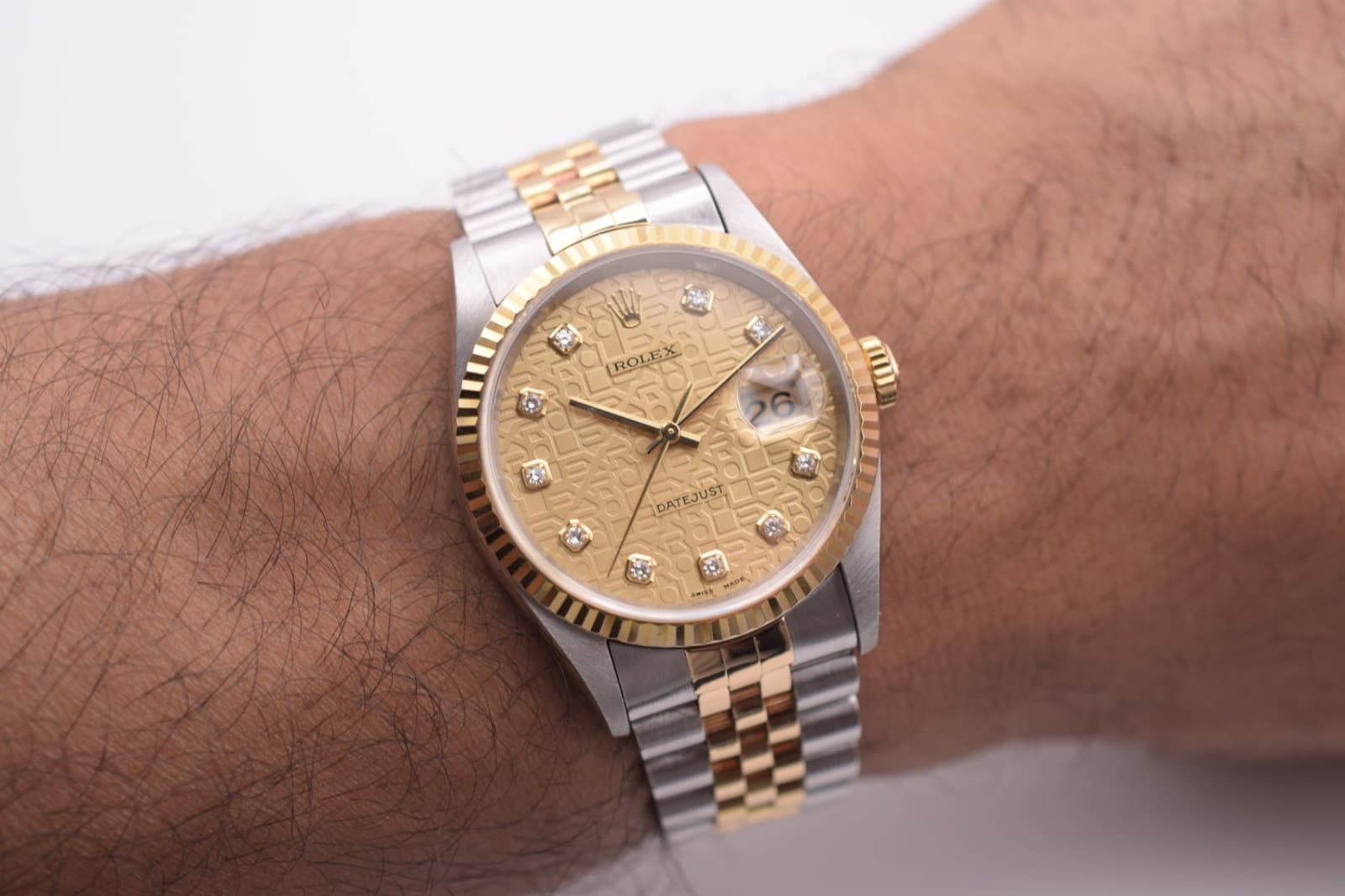 Rolex Datejust 36 Diamond Dial Box & Papers 1996 MINT 16233G