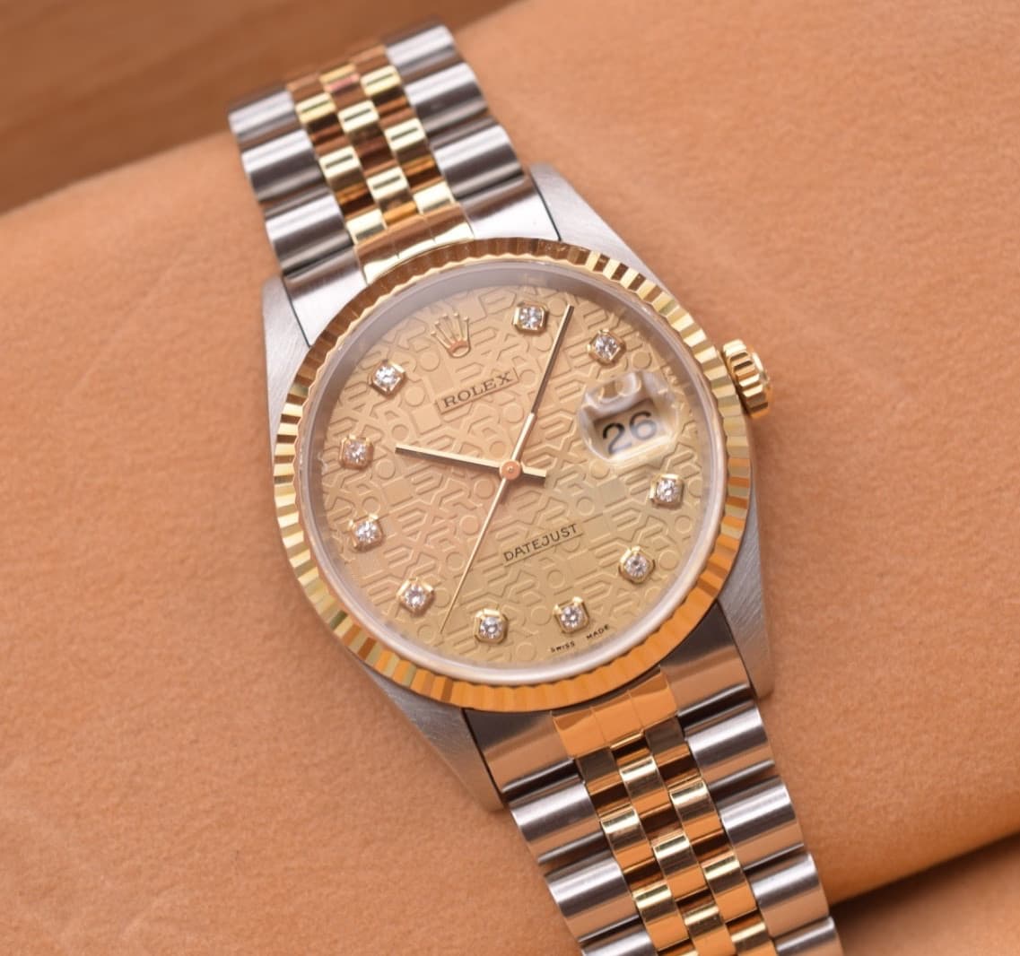 Rolex Datejust 36 Diamond Dial Box & Papers 1996 MINT 16233G