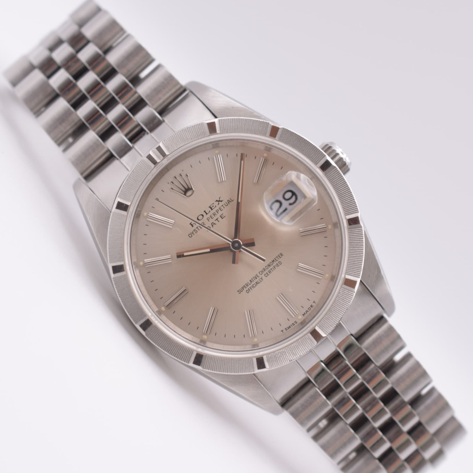 Rolex Date Oyster Perpetual Date 34 Silver Dial Jubilee 15210 Thunderbird