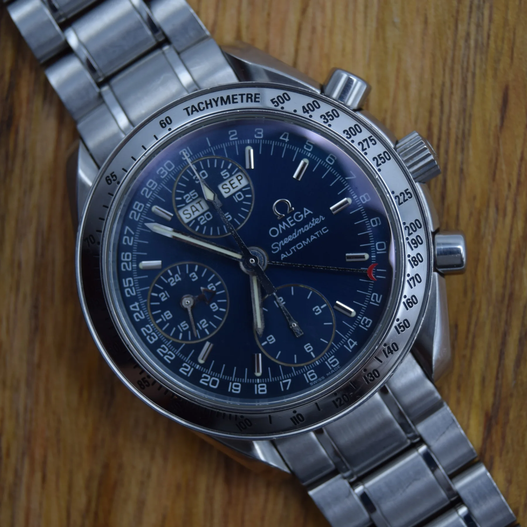 Omega Speedmaster Triple Calendar 3523.80 — front view