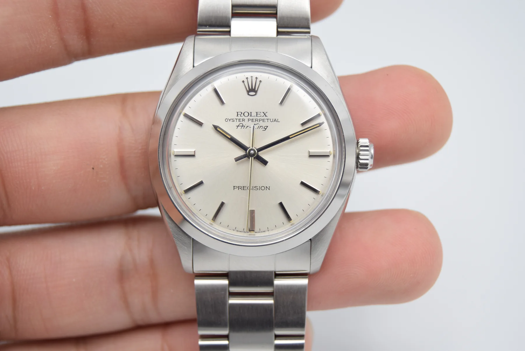 Rolex Air King Silver — front view