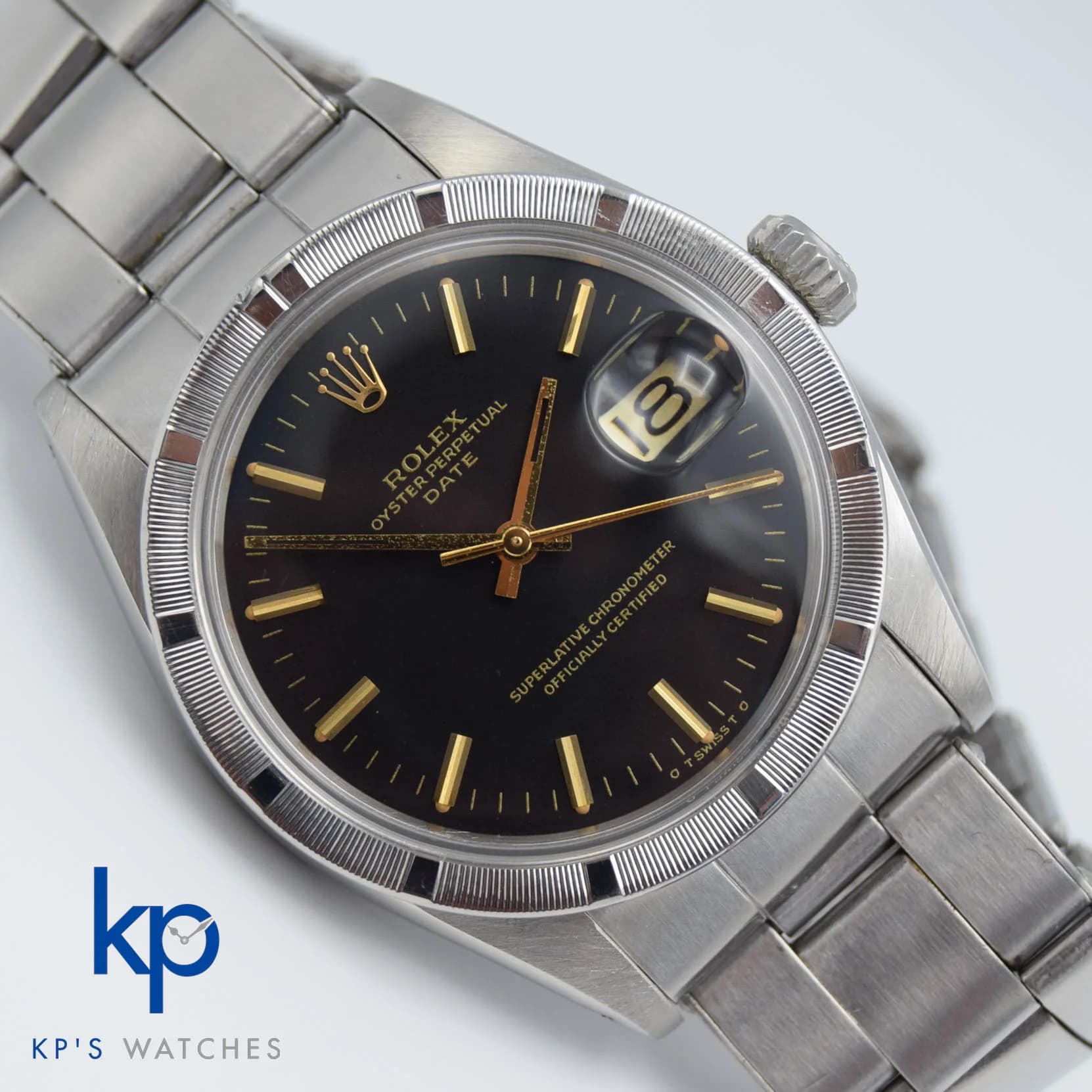 Rolex Date Black Dial — front view