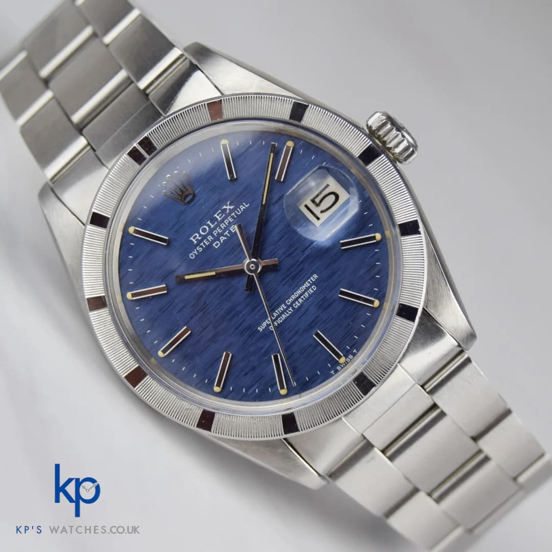 Rolex Date Blue dial — front view