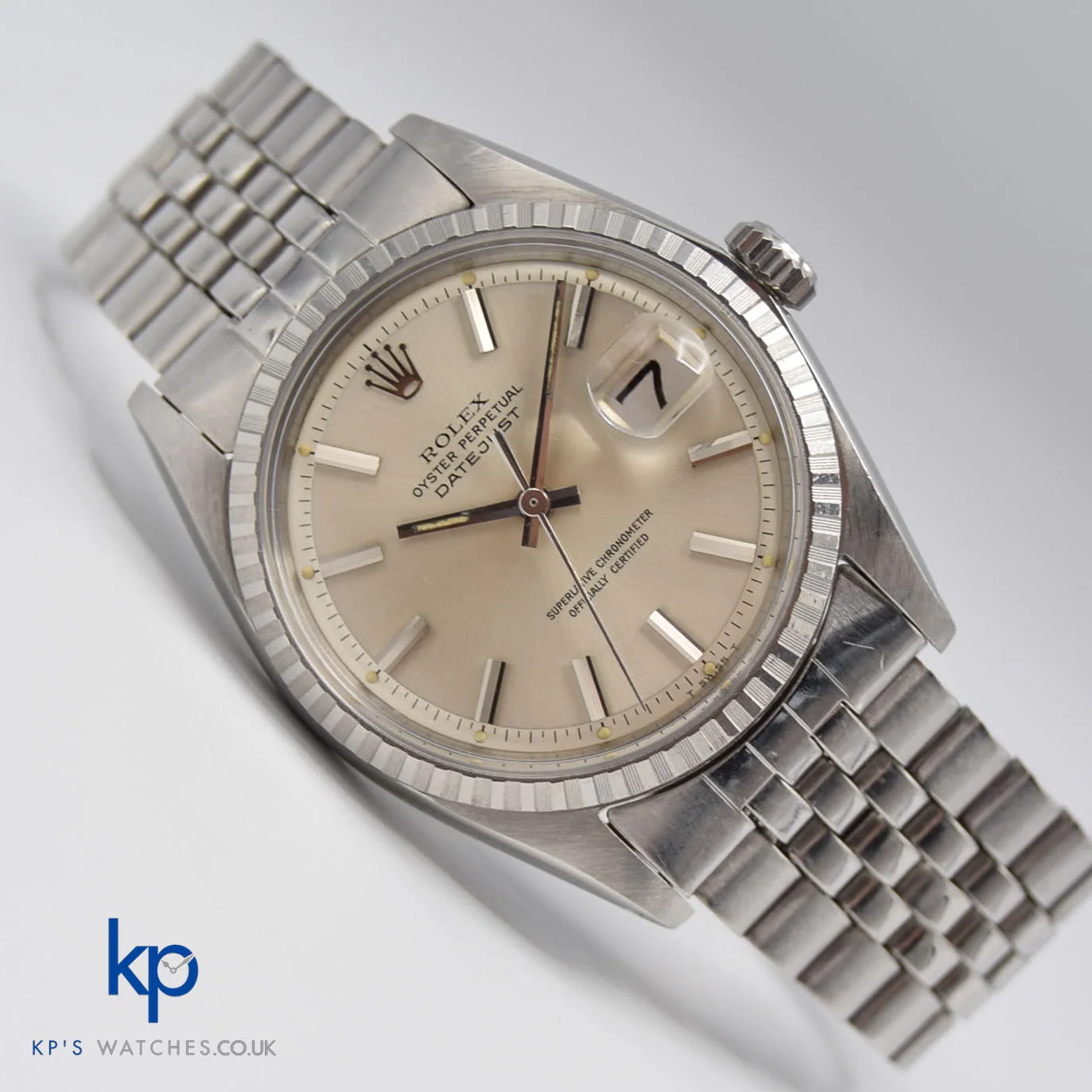 Rolex Datejust Engine Turned — front view