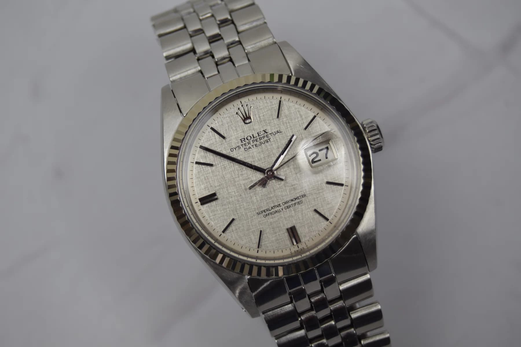 Rolex datejust Linen — front view