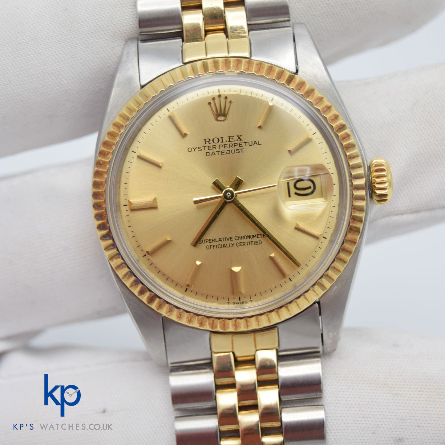 Vintage Rolex Datejust 36 mm 1970 Two Tone Gold and Steel Champagne Dial Jubilee