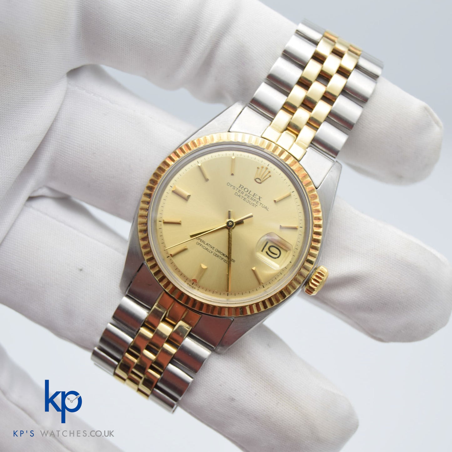 Vintage Rolex Datejust 36 mm 1970 Two Tone Gold and Steel Champagne Dial Jubilee