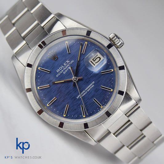 Vintage Rolex Oyster Perpetual Date Blue Dial 34 mm 1501 Automatic 1570 Rivet