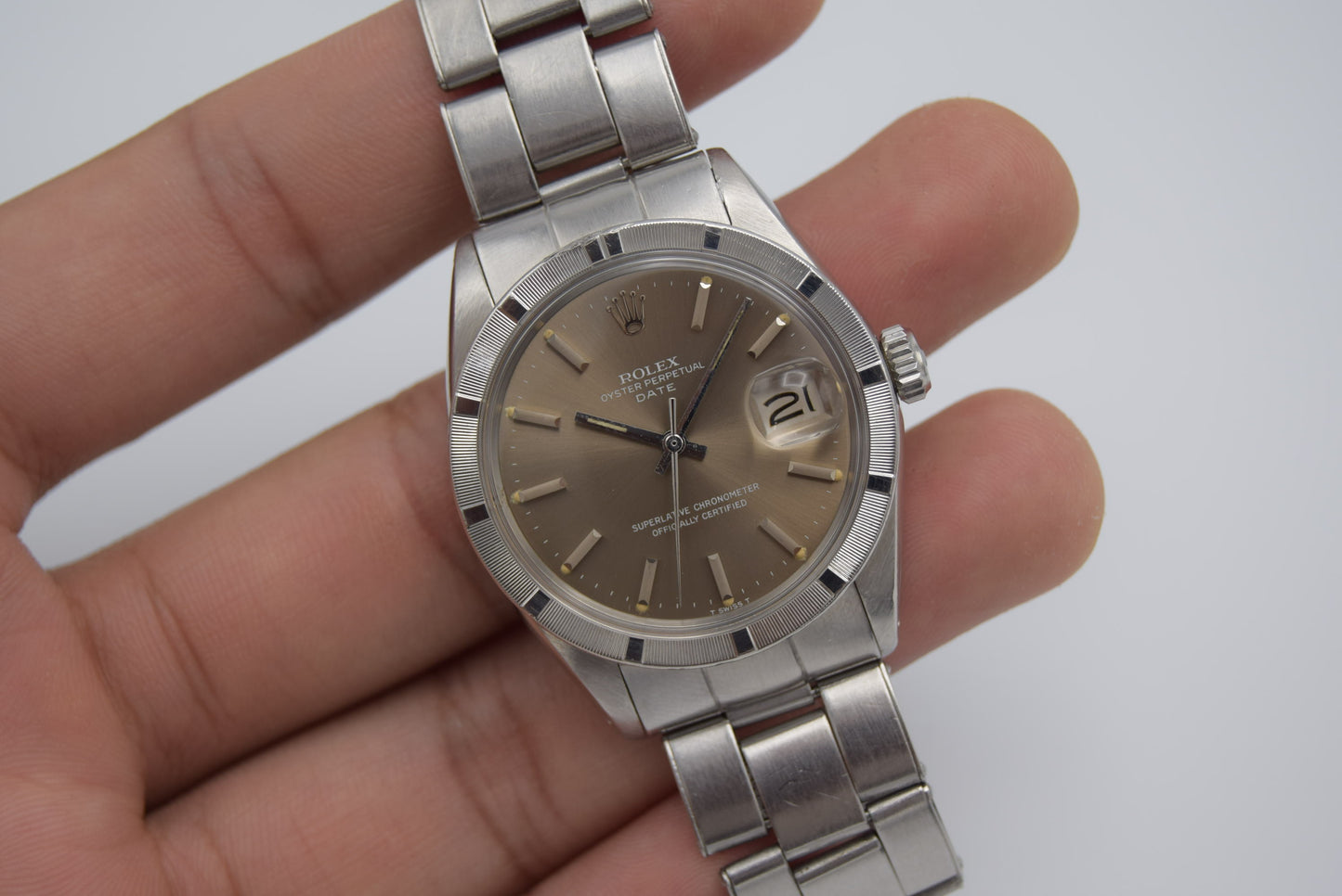 Vintage Men's Rolex Oyster Perpetual Date 1501 1570 Automatic Rhodium Dial