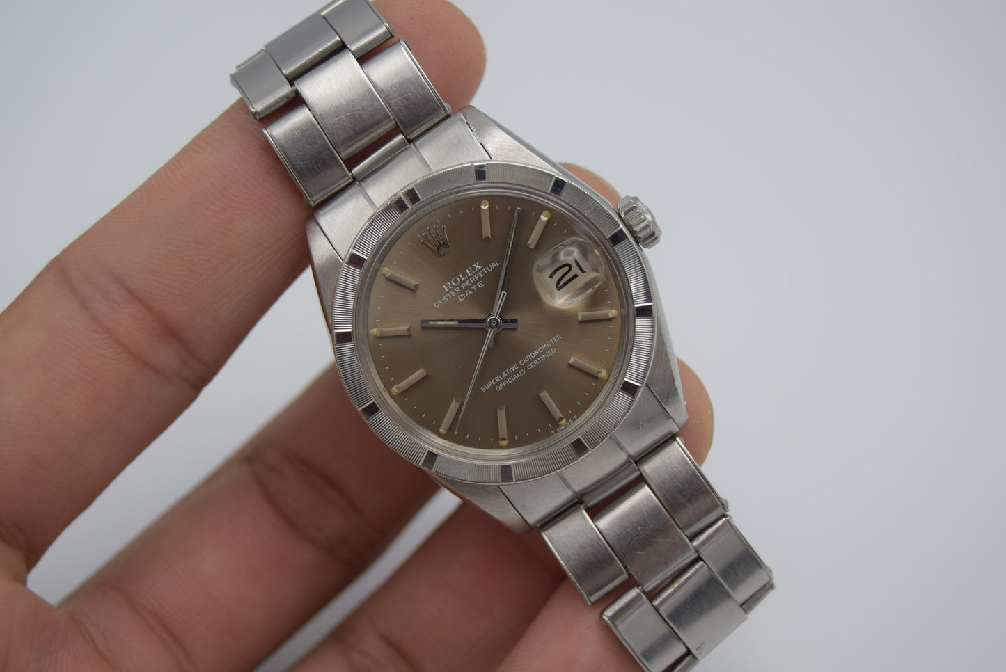 Vintage Men's Rolex Oyster Perpetual Date 1501 1570 Automatic Rhodium Dial