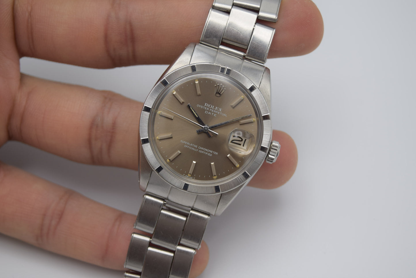 Vintage Men's Rolex Oyster Perpetual Date 1501 1570 Automatic Rhodium Dial