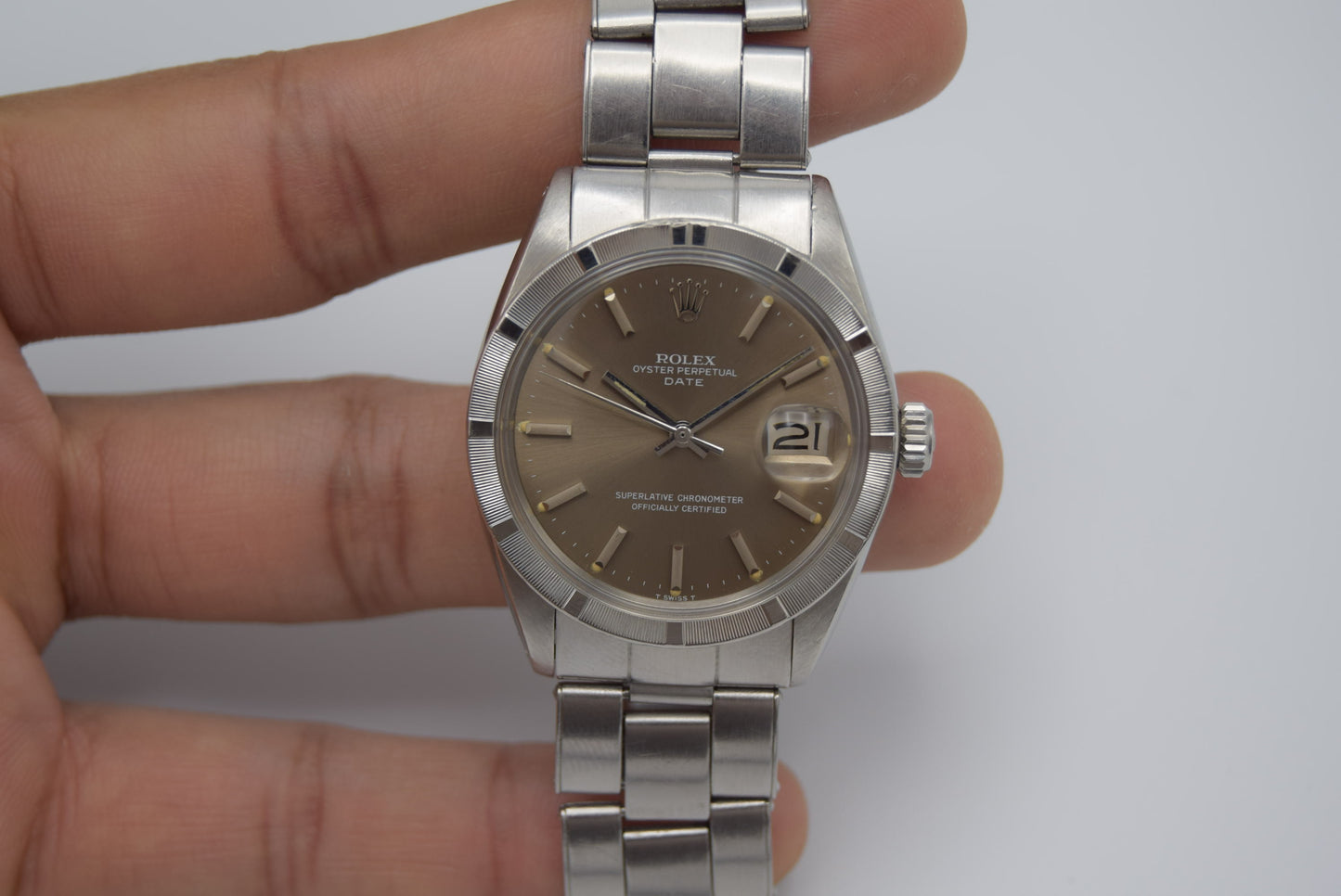 Vintage Men's Rolex Oyster Perpetual Date 1501 1570 Automatic Rhodium Dial