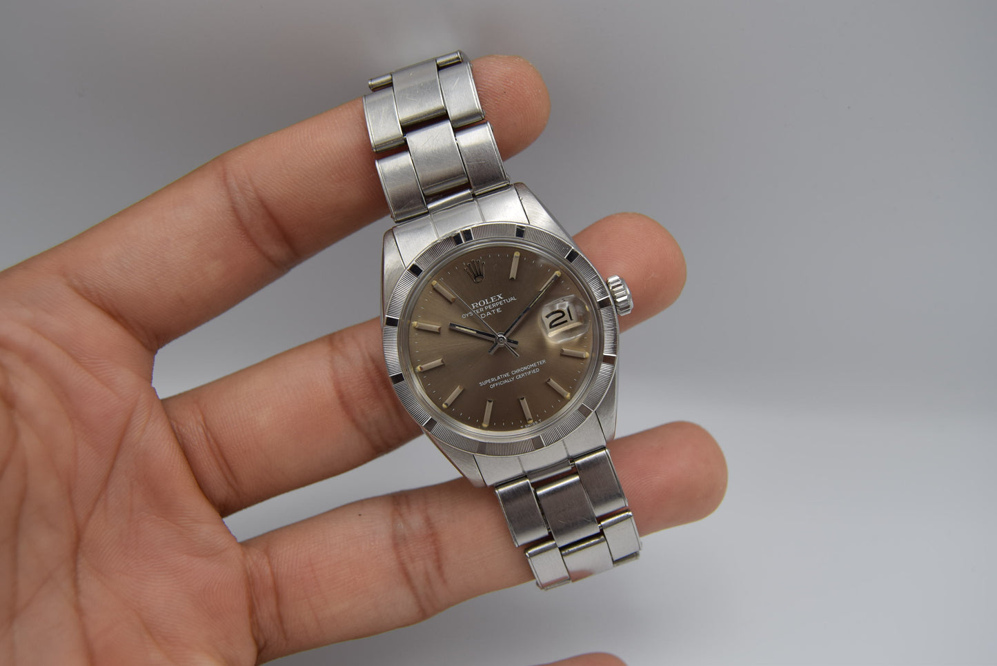 Vintage Men's Rolex Oyster Perpetual Date 1501 1570 Automatic Rhodium Dial