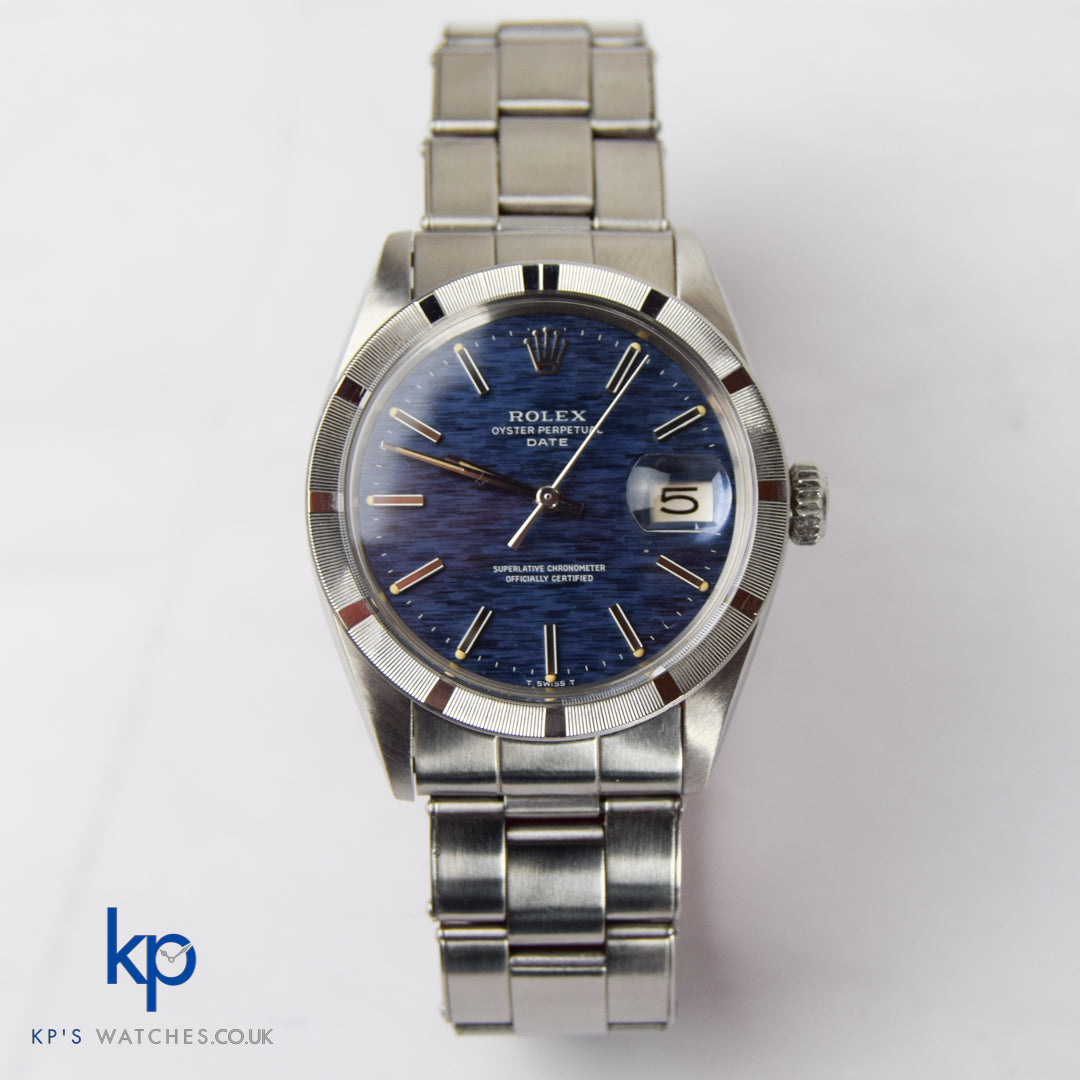 Vintage Rolex Oyster Perpetual Date Blue Dial 34 mm 1501 Automatic 1570 Rivet