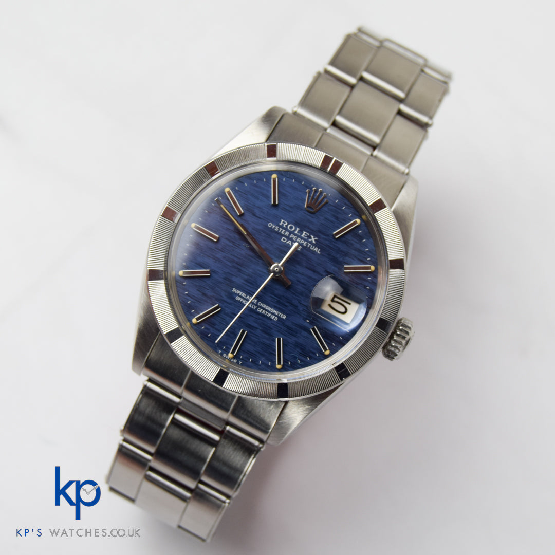 Vintage Rolex Oyster Perpetual Date Blue Dial 34 mm 1501 Automatic 1570 Rivet