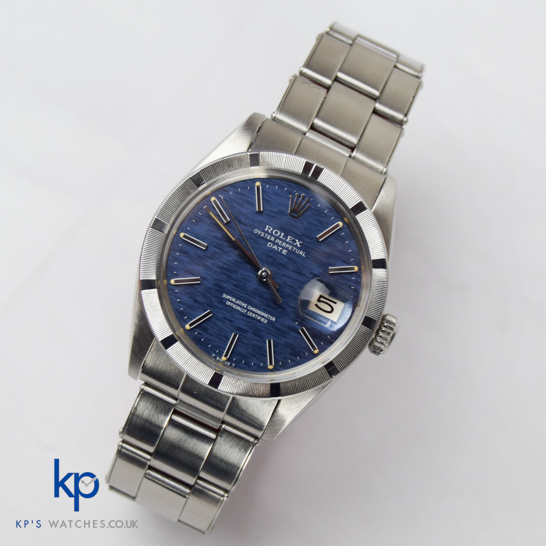 Vintage Rolex Oyster Perpetual Date Blue Dial 34 mm 1501 Automatic 1570 Rivet