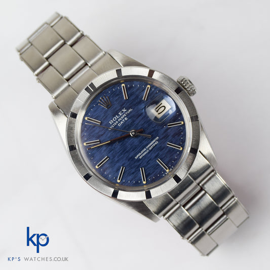 Vintage Rolex Oyster Perpetual Date Blue Dial 34 mm 1501 Automatic 1570 Rivet