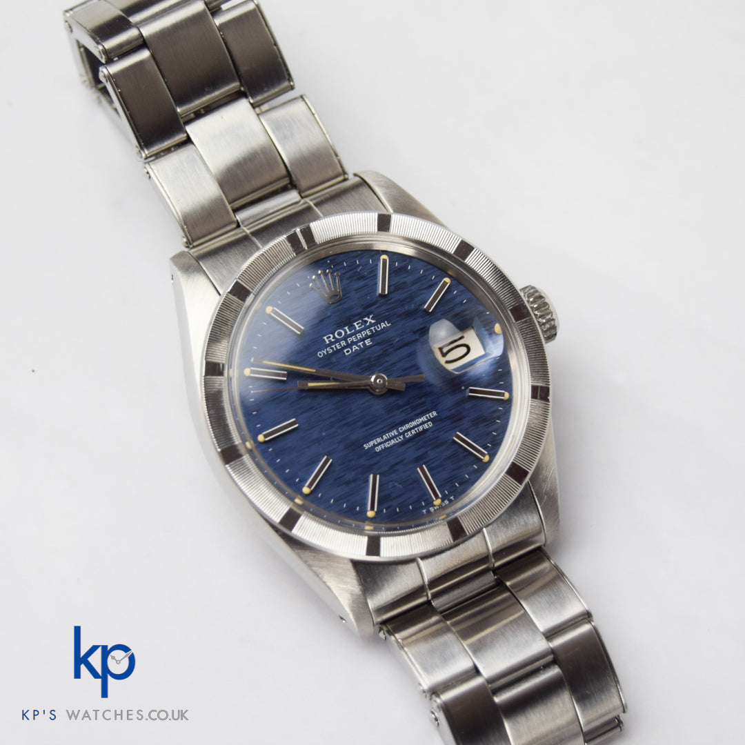 Vintage Rolex Oyster Perpetual Date Blue Dial 34 mm 1501 Automatic 1570 Rivet