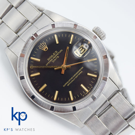 Vintage Rolex Oyster Perpetual Date Black Dial 34 mm 1501 Automatic 1570 Rivet