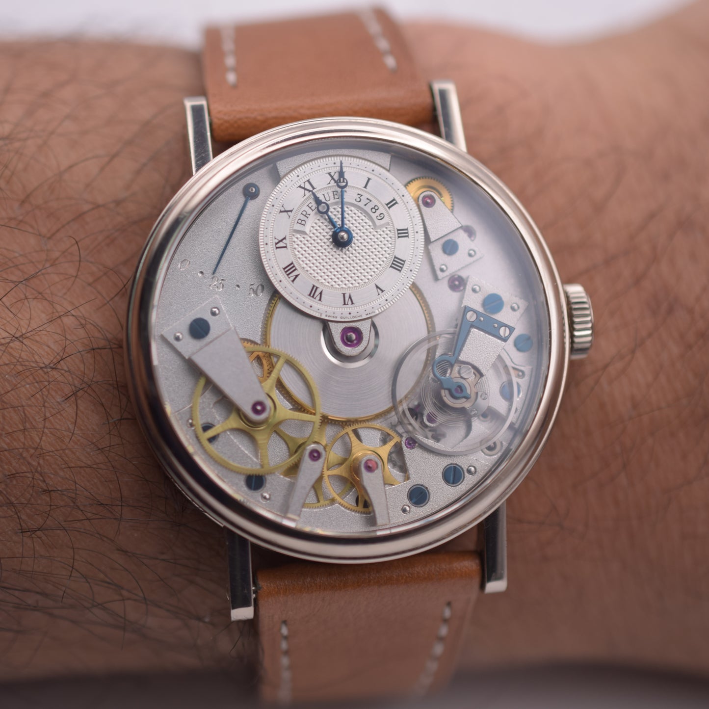 Circa 2006 Breguet Tradition 7027 37 mm 18k White Gold Open-Worked Dial