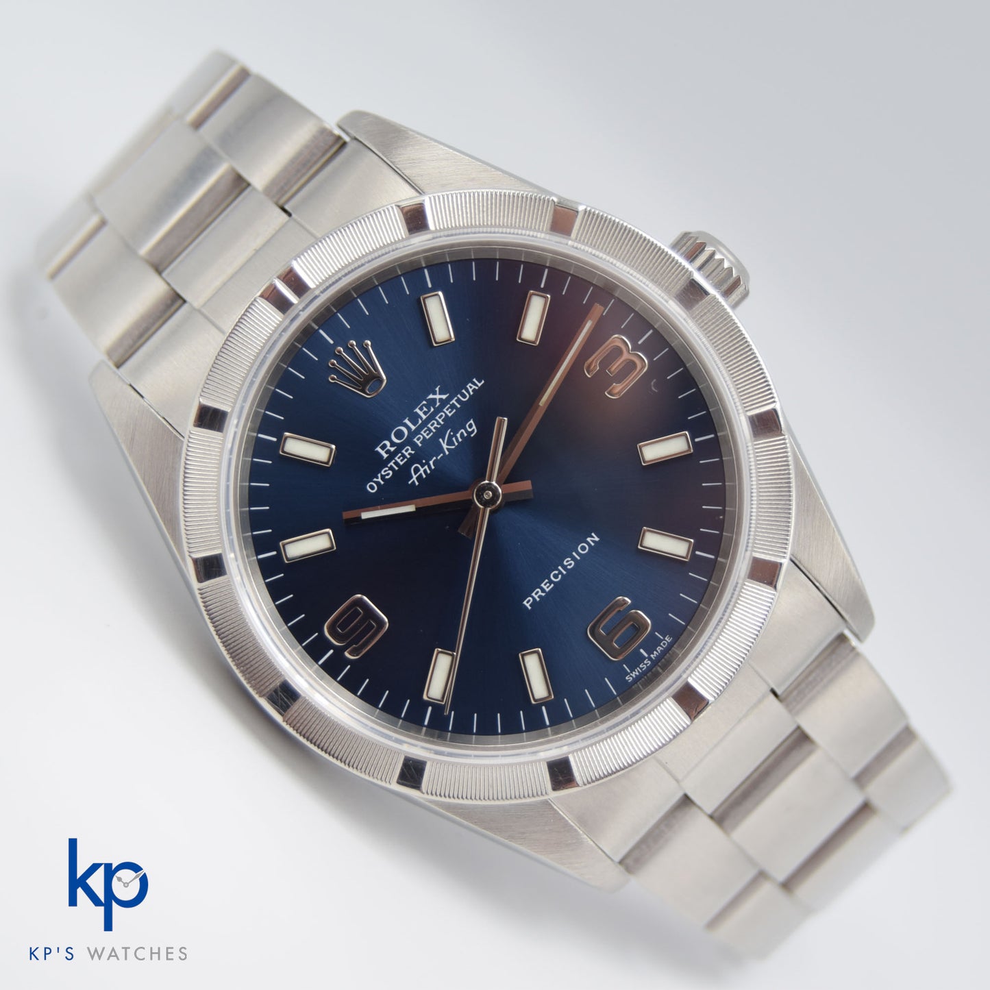 2000 Mens Rolex Oyster Perpetual Air King Precision Blue Dial