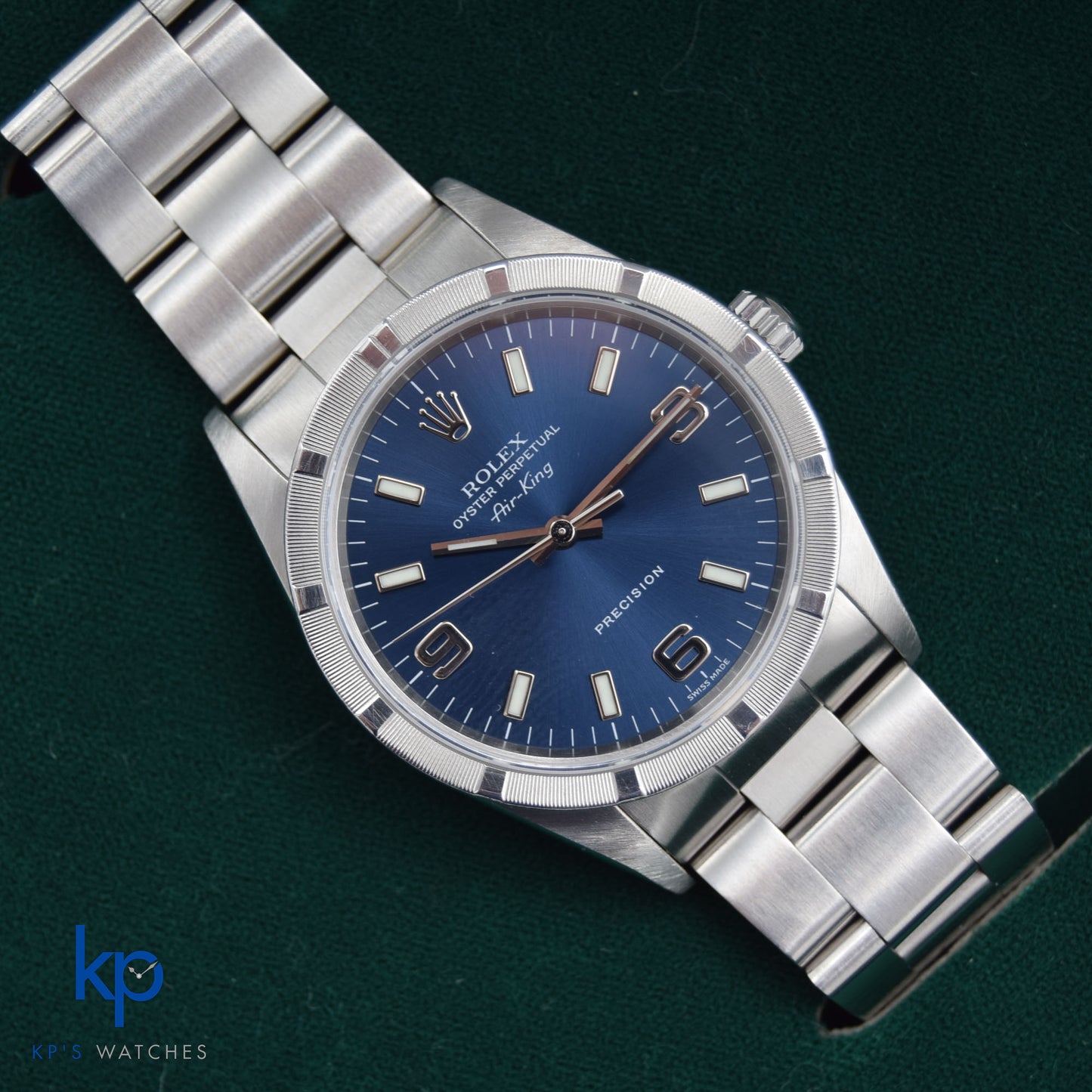 2000 Mens Rolex Oyster Perpetual Air King Precision Blue Dial